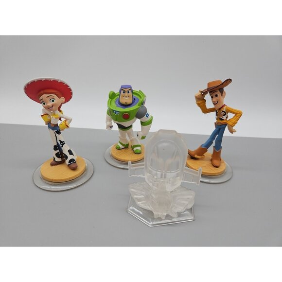 Disney Infinity Toy Story, Woody, Jessie, Buzz Lightyear & Crystal, Lot Of 4 - Picture 1 of 13